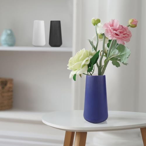 Navy Blue Ceramic Vase, GUKJOB Small Cute Flower Vase for Pampas Grass, Home, Living Room, Dining Table, Farmhouse, Office Decor, Bedroom, Table, and Kitchen Shelf (Navy Blue) - color: Small Navy Blue