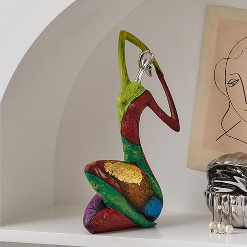 Modern Abstract Resin Sculpture Hand Painted Figurine Metallic Finish Art Collectible for Living Room Shelf Decor Contemporary Home Accent Tabletop Ornament Unique Housewarming Gift,A - color: A