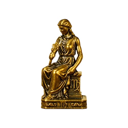 CHOVY Virgo – Virgo Maiden Brass Zodiac Sculpture – Elegant Handmade Retro Figurine, Solid Collectible Desk Decor, for Astrology Lovers - style: Virgo