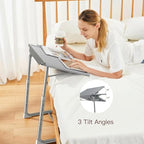 HUANUO Adjustable TV Tray Table - TV Dinner Tray on Bed & Sofa, Comfortable Folding Table with 6 Height & 3 Tilt Angle Adjustments (Gray) - color: Grey