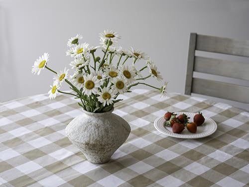 Rustic Farmhouse Textured Ceramic Vase, Handcrafted Distressed White Pottery Flower Vase for Centerpiece, Decorative Vases for Living Room, Kitchen, Bedroom, Office Decor, Gift & Weddings