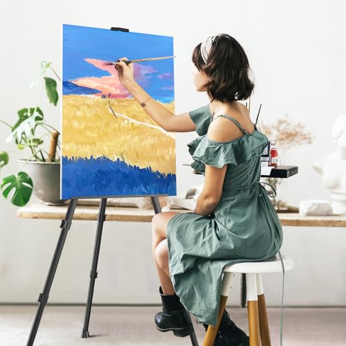 Art Painting Display Easel Stands - Portable Adjustable Aluminum Metal Tripod Artist Easels with Bags, Extra Sturdy for Table-Top/Floor Painting, Drawing, and Displaying, Black 4 Pack - style: Black - 4pack