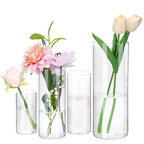 Fixwal 4pcs Clear Glass Cylinder Vases, 4, 6, 8, 10 Inch Tall Cylinder Vases for Centerpieces, Glass Flower Vase Floating Candle Holder Vase for Table Shelf, Party, Wedding, Home Decor - size: 4pcs