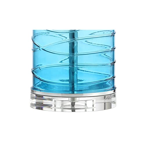 JONATHAN Y 27.5" Turquoise Modern Fused Glass Table Lamp Set of 2 for Bedroom Living Room, Coastal Nightstand Bedside Lamp with White Linen Shade, LED Bulbs Included JYL4016A-SET2 - color: Turquoise