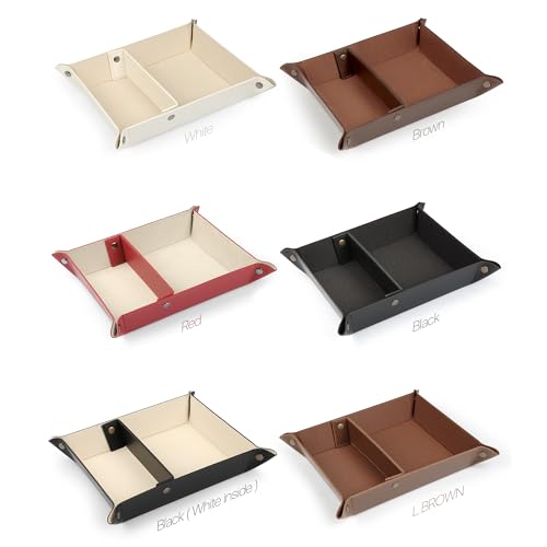 Londo Leather Tray Organizer - Practical Lightweight Water Resistant Computer Table Desk Storage Box for Wallets, Watches, Keys, Coins, Cell Phones and Office Equipment - color: Red