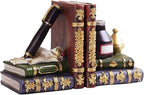 Bellaa 25389 Bookends Antiques Pen Ink Lamp Magical Oldworld Liabrary Office Book Ends for Shelves Stopper Vintage Collection Heavy Duty ＆ Sturdy Non-Skid