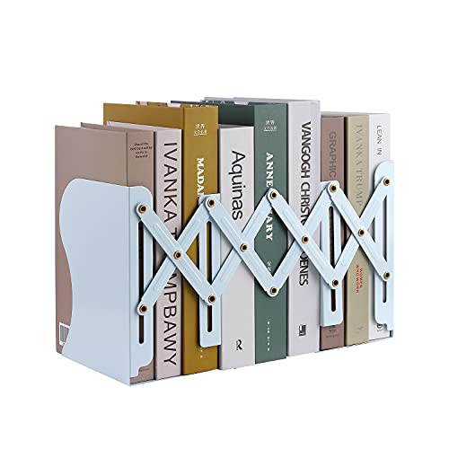 MSDADA Adjustable Bookends, Bookends for Heavy Book, Expandable Book Organizer for Office, School, Libraries, Extends up to 19 inches (Light Blue) - color: Light Blue