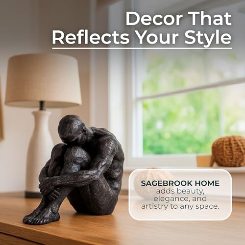 Sagebrook Home Modern Glam Resin Sculpture - Thoughtful Seated Figurine - Polyresin Metallic Bronze Finish - Elegant Home & Office Decor - Artful Accent for Living Room & Bedroom - 16" Bronze - size: 13.0" H