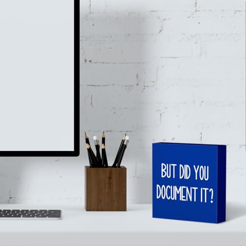 Funny HR Decor Office Decor Human Resources Office Desk Ornament HR Wooden Box Sign for Tabletop Bookshelf Thank You Gifts for Home Farmhouse Meeting Room Bedroom Library Retirement Boss Day Blue - color: Blue, size: 5 x 5 inches