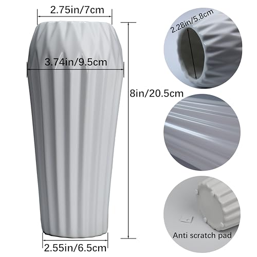 White Ceramic vase, Bohemian Farmhouse Style, 8 Inch vase for Pampas Grass Flower, for Modern Dining Room Tabletop Centerpiece, Creative Gifts (Glaze-1) - color: Glaze-01
