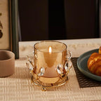 Gold Hurricane Candle Holder with Crystal Accents & Windproof Glass Lid - Elegant Gold Pillar Candle Holder for Wedding, Dinner & Party Table Decor - size: Medium