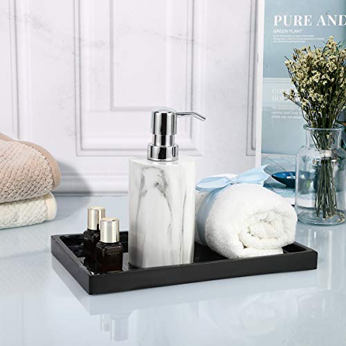 Emibele Bathroom Tray, Resin Countertop Vanity Tray Jewelry Storage Dresser Tray Kitchen Toilet Tank Tray Organizer for Candle Plant Perfume Shampoo Towel Home Decor, Medium, Ink Black - color: Ink Black, size: 10" x 6.1" x 0.8"