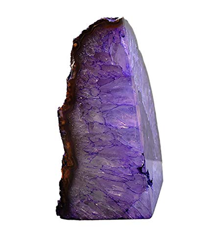 JIC Gem Book Ends for Shelves Dyed Purple Agate Bookends Natural Geode Brazilian Rock Stone Book Ends Decorative with Rubber Bumpers Small Size(1 Pair, 2-3 LBS) - color: Purple Dyed, size: 2-3LBS.