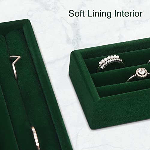 Small Jewelry Tray-Ring Organizer 2PCS Premium Velvet Rings Earrings Display Tray Storage Insert Holder for Jewelry Box, Drawer, Dresser (3 Slots, Green) - color: Green, size: 3 Slots