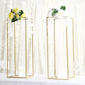 Efavormart 2 Pack 32" Matte Gold Wedding Flower Stand Metal Vase Column Stand Geometric Centerpiece Vase - color: Gold, size: 2 Pack 32''