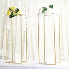 Efavormart 2 Pack 32" Matte Gold Wedding Flower Stand Metal Vase Column Stand Geometric Centerpiece Vase - color: Gold, size: 2 Pack 32''
