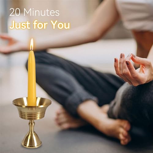 Luxury Beeswax Meditation Candles 20 Min – Mini Pure Beeswax Taper Candles with Brass Holder, Dripless 20 Minute Prayer Candles for Yoga Easter Saint Patrick’s Day, Wedding & Mother’s Day - color: 50pcs Beeswax Candles