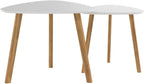 BAMEOS Bamboo Nesting Triangle End Table,Set of 2 Side Table Modern Minimalist Coffee Table for Living Room, Balcony in White - color: White