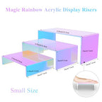 12 PCs Iridscent Risers Display Stands 3 Tiers Desktop Acrylic Shelves Small Cake Dessert Holder Products Stand for Collectibles Shoes Jewels Pop Figure (Iridescent2) - color: Iridescent2