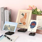 Hipiwe Adjustable Stainless Steel Arm Display Stand Easel with Wooden Base Rocks Crystal Display Easel Holder for Mineral Agate Gemstones Fossils Coral Geodes Plate and Photo, 3.1"x3.1"x4.9" - size: Large