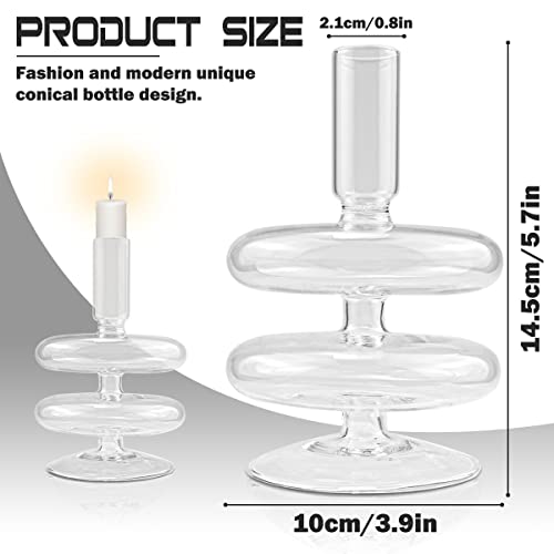 Clear Taper Candle Holders Glass Candle Stick Holder Modern Candle Holders for Tapered Candlesticks Wedding Reception Centerpieces Christmas（Transparent） - color: Color 4