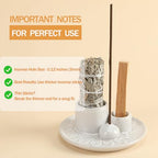 Palo Santo Sticks Holder, Multi-Purpose Handmade Ceramic Incense Burner for Palo Santo Incense Sticks, Sage Holder for Burning, Ash Catcher Tray for Meditation Yoga Room (White) - color: White