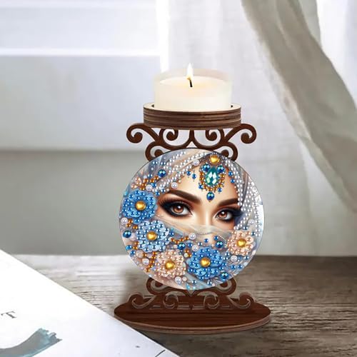 ARTopet DIY Diamond Art Painting Candlestick Holders Wooden Desk Candle Holder Ornament Double Sided Diamond Tabletop Ornaments for Home Decor-Women - color: Women