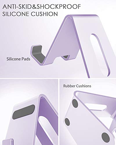 CreaDream Cell Phone Stand, Cradle, Holder,Aluminum Desktop Stand Compatible with Switch, All Smart Phone, iPhone 17 16 Pro Xs Max Xr X Se 8 7 6 6s Plus SE 5 5s-Purple - color: Purple