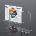 NIUBEE Acrylic Sign Holder 8.5x11 Inches 3 Pack Horizontal, T Shape Double Sided Clear Frames, Plastic Paper Flyer Display Holder, Document Menu Table Stand for Office, Store -Landscape - size: 8.5 x 11 Inches Horizontal