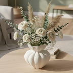 White Ceramic Vase, 6.8 Inch Modern Boho White Flower Vase for Home Decor, Unique Vase for Farmhouse Living Room Cabinet Table Centerpieces Wedding Decorations - size: Small