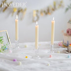Glass Taper Candle Holders: Crystal Clear Candlestick Holders Modern Small Candle Stick Holder for Wedding Table Centerpiece Party Dinning Home Christmas Set of 4 - size: 4Pcs