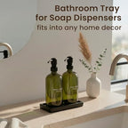 MaisoNovo Black Bathroom Tray Countertop - 7.4x5.1 inch Handcrafted Ceramic Kitchen Tray for Soap Bottles, Perfume, Jewelry - Moisture Resistant - Rectangle Bathroom Dish with 4 Anti-Slip Pads - color: Black Ceramic Tray