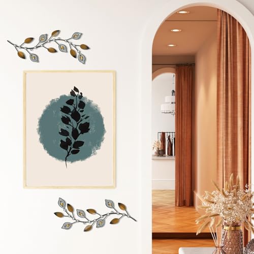 Cityelf 3 Set Crystal Leaf Wall Art Sculpture Iron Tree Leaves Branch Hanging Wall Décor Jeweled Bling Home Deor Acrylic Diamond Accent … - color: dark golden leaves set 3
