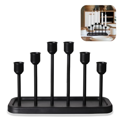 6arms Candle Holder for Taper Candle,Black Metal Holders, for Bathroom, Dining Table, Home Decor, Candle Stand… - size: taper's 6arms