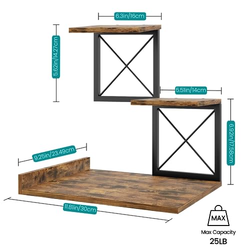 ELITEROO Desk Shelf Organizer, Wood Desktop Organizer Small Bookshelf, 3 Tier Storage Shelf Riser Display Stand for Office Decor and Desk Accessories, Rustic Brown Black - color: Rustic Brown Black