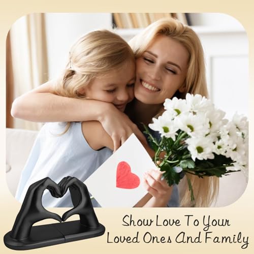 Black Decorative Bookends for Shelves, Heart Hands Book Ends Sculpture Aesthetic Decor for Bedroom Living Room Merch Apartment Bookshelf Birthday Women Decorations Stuff Aesthetic - color: Black