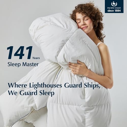 PACIFIC COAST Goose Down Fiber Comforters California King Duvet Insert, All Season White Comforter, 3D Hidden-Stitch Baffle Box Design,8 Tabs, Gifts for Women/Men, Extra Fluffy Luxury Duvet (104"x96") - size: California King