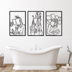 CHENGU 3 Pieces Metal Minimalist Abstract Woman Wall Art Line Drawing Wall Art Decor Single Line Female Home Hanging for Kitchen Bathroom Living Room - style: Reading Style