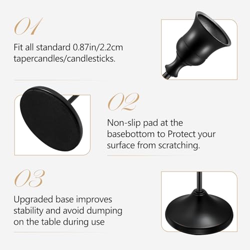 Candlestick Holders 6 PCS Metal Taper Candle Holders, KSWING Black Candle Stick Holders Set, Perfect for Table Centerpiece Mantel Party Wedding Christmas Home Decor, Set of 6 - color: Black, size: tall - 6pc