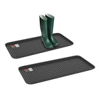 All Weather Boot Tray – Set of 2 Large Water-Resistant Plastic Utility Shoe Mat for Indoor and Outdoor Use in All Seasons by Stalwart (Black) - style: 2-Pack