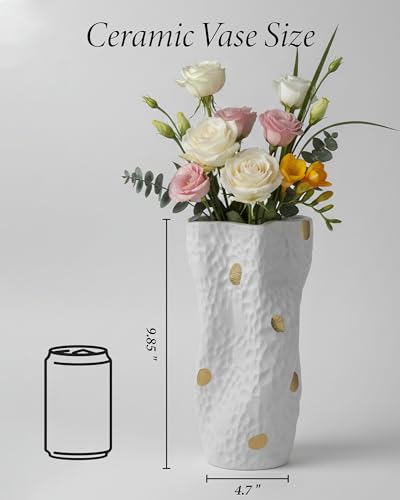 Ceramic Vases for Home Decor, 9.9 Inch Organic Nature Twisted Shape, OOSTONEE Gold Modern Wabi Sabi Unique Flower Vase for Home, Living Room, Bedroom, Dining Table, Centerpiece Decor - color: Gold