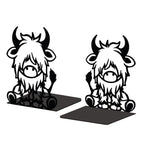 Peacoblue Metal Bookends for Shelves, Modern Decorative Heavy Duty Study Book Support Stoppers for Office, Desk, Shelf, Room 5.3"x4.3"x6.5" Cast Iron Simple Tall Bookends, 1 Pair (Highland Cattle) - style: Highland Cattle