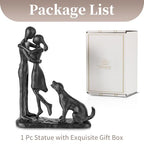 Sziqiqi Anniversary Iron Gifts for Her - Couple Love Sculpture Anniversary Iron Gift for Couple Girlfriend Wife Him Black Statue Metal Figurines for Home Decor Wedding Christmas Birthday Gifts - style: Couple & Dog