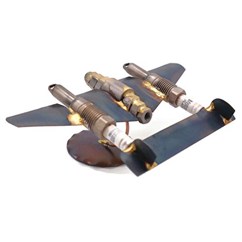 P-38 Lightning Collectible Handmade Metal Art Figurine, Desk Accessories, Trophy, Boss Gift, Home Office Décor, Aircraft - style: P-38 Lightning