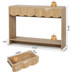 ORRD Console Table with Drawers, Mid-Century 43 Inches Narrow Entryway Table with Open Storage Shelves, Hallway Accent Tables Behind Couch Tables for Living Room - Natural - color: Natural