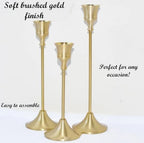 Gold Candlestick Holders Set of 6 – Elegant Metal Taper Candle Holders for Table Centerpieces, Weddings, Home Decor – Modern Gold Candle Stands for Dining Room, Parties