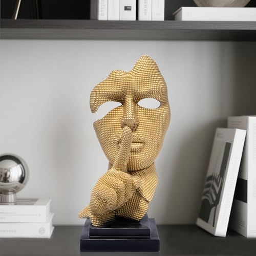 Hodao HodaoModern Golden Abstract Human Face Sculpture Creative Artistic Ornament with a Palm Covering the Face High-end Decorative Item for the Entrance Hall Office Housewarming Gift Modern (Beige) - color: Artistic Human Face B