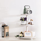 Urban Deco Wooden Tiered Tray 3-Tier Decorative Tray Stand Farmhouse Serving Tray, Round Wooden Cupcake Display Stand with Metal Handle, White Tiered Fruits Tray for Home Party Decorations - style: 3 tier-white