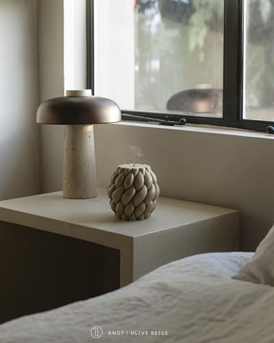 LAWA Knot Ball Candle - Large Beautiful Handmade Pillar Scented Soy Wax Elegant Bubble Aesthetic Candle Housewarming Gift Home Room Shelf Decor Idea Olive Beige - color: Olive Beige