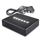6 LED Light Pedestal - Rectangular Satin Matte Black Lacquer White Light Stand Base for 3D Art Glass, Room Decor and Gemstones and Crystals - AC/USB Adapter Powered (Black)
